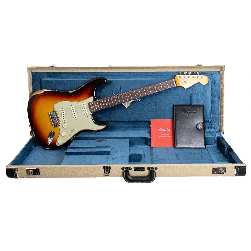 Fender Custom Shop Limited Edition Fat 1959 Stratocaster Relic Chocolate 3 Ton Sunburst Elektro Gitar