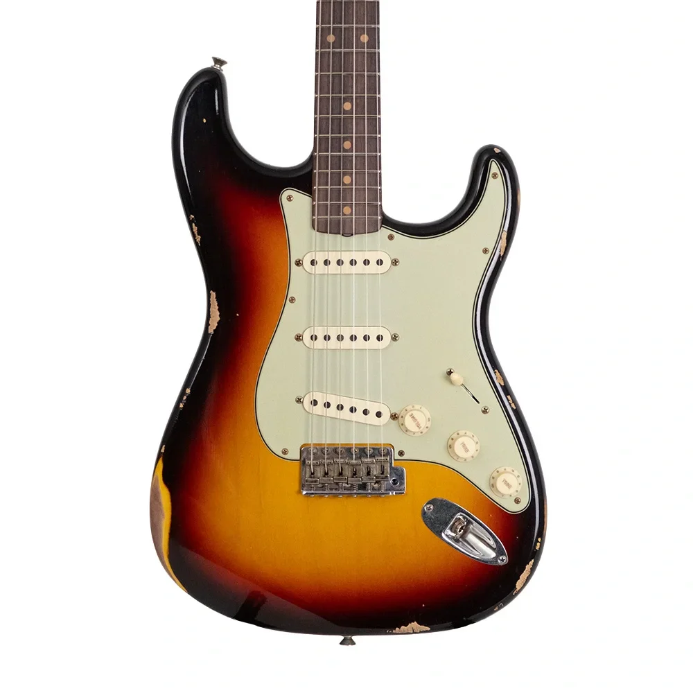 Fender Custom Shop Limited Edition Fat 1959 Stratocaster Relic Chocolate 3 Ton Sunburst Elektro Gitar