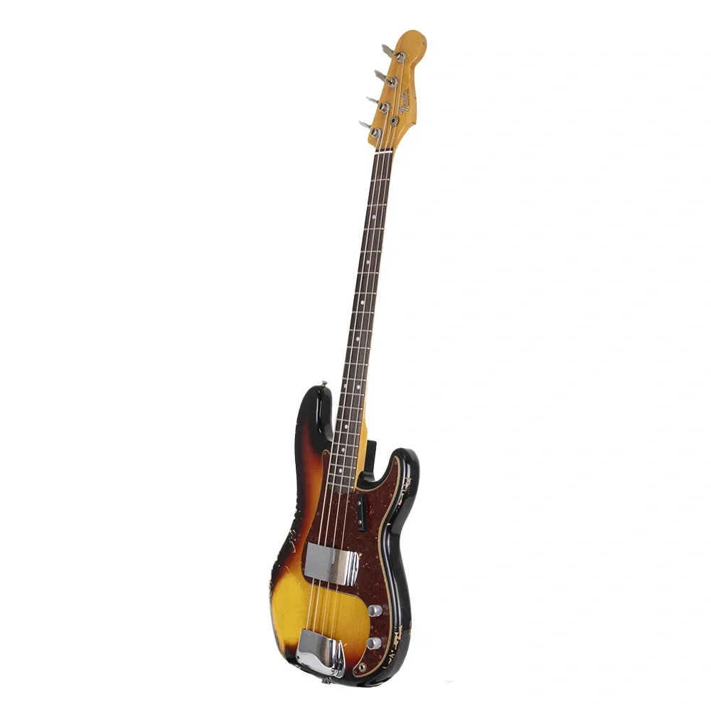 Fender Custom Shop Limited Edition 1966 Precision Bass Heavy Relic Aged Bleached 3 Ton Sunburst Bas Gitar