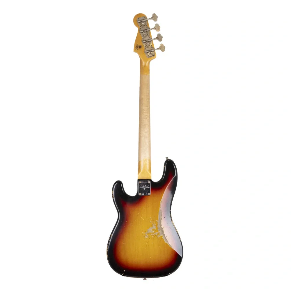 Fender Custom Shop Limited Edition 1966 Precision Bass Heavy Relic Aged Bleached 3 Ton Sunburst Bas Gitar