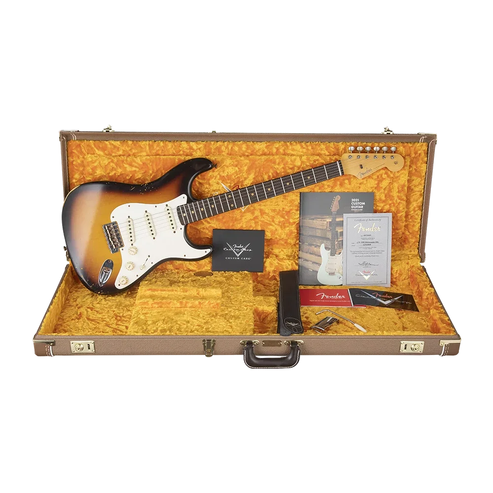 Fender Custom Shop CPE21 Limited Edition 59 Stratocaster Relic Gülağacı Klavye Super Faded Elektro Gitar Elektro Gitar