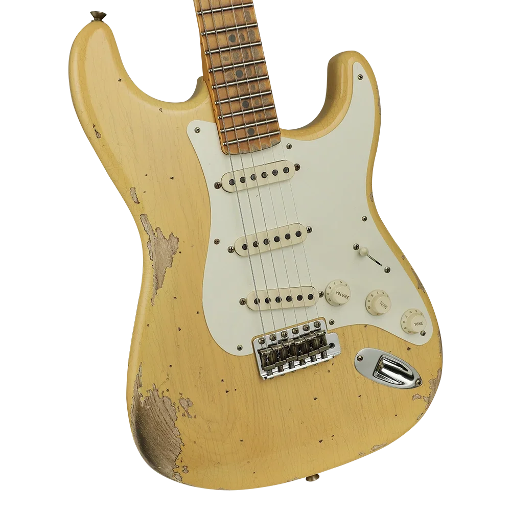 FENDER Custom Shop 1957 Stratocaster Heavy Relic Akçaağaç Klavye Nocaster Blonde Elektro Gitar