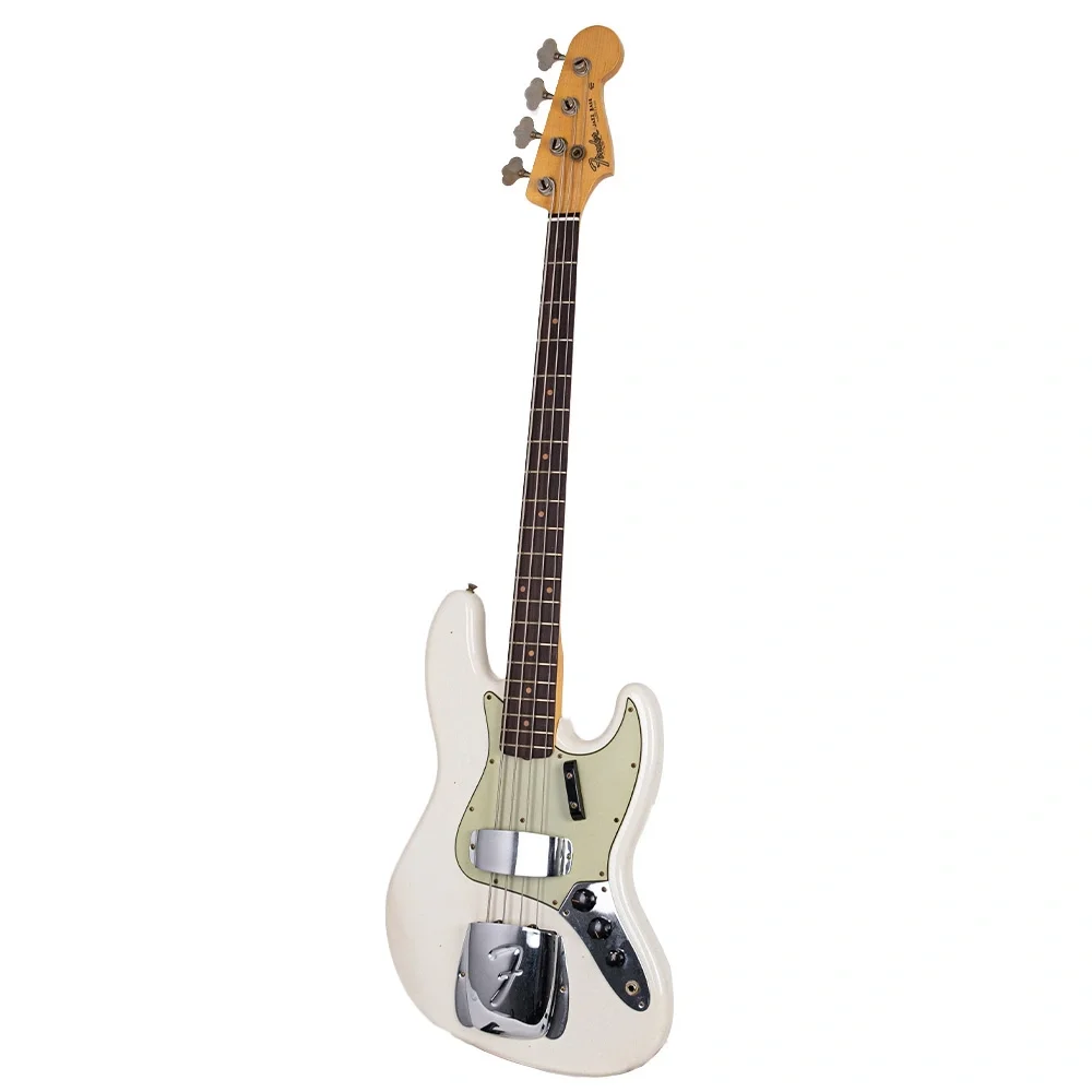 Fender Custom Shop Limited Edition 1964 Jazz Bass Journeyman Relic Aged Olympic White Bas Gitar