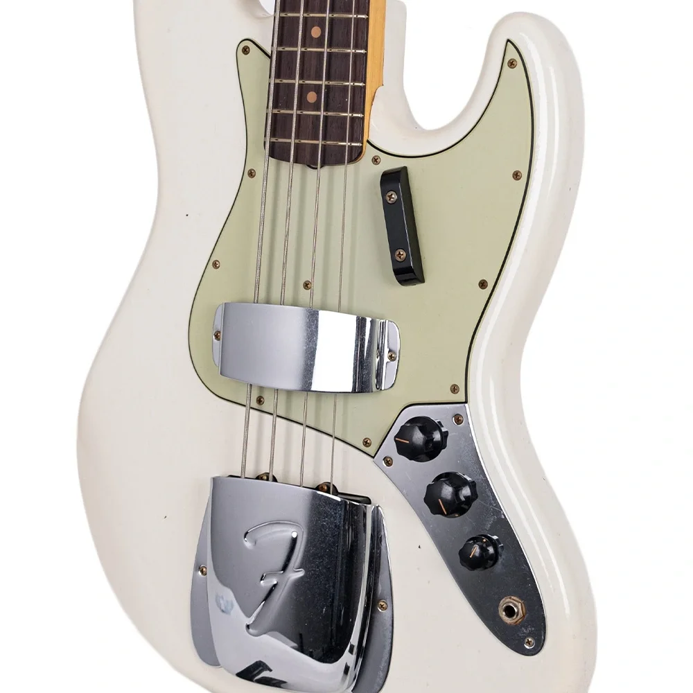 Fender Custom Shop Limited Edition 1964 Jazz Bass Journeyman Relic Aged Olympic White Bas Gitar