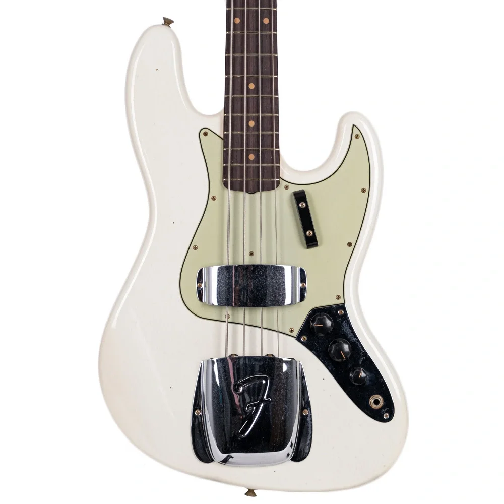 Fender Custom Shop Limited Edition 1964 Jazz Bass Journeyman Relic Aged Olympic White Bas Gitar