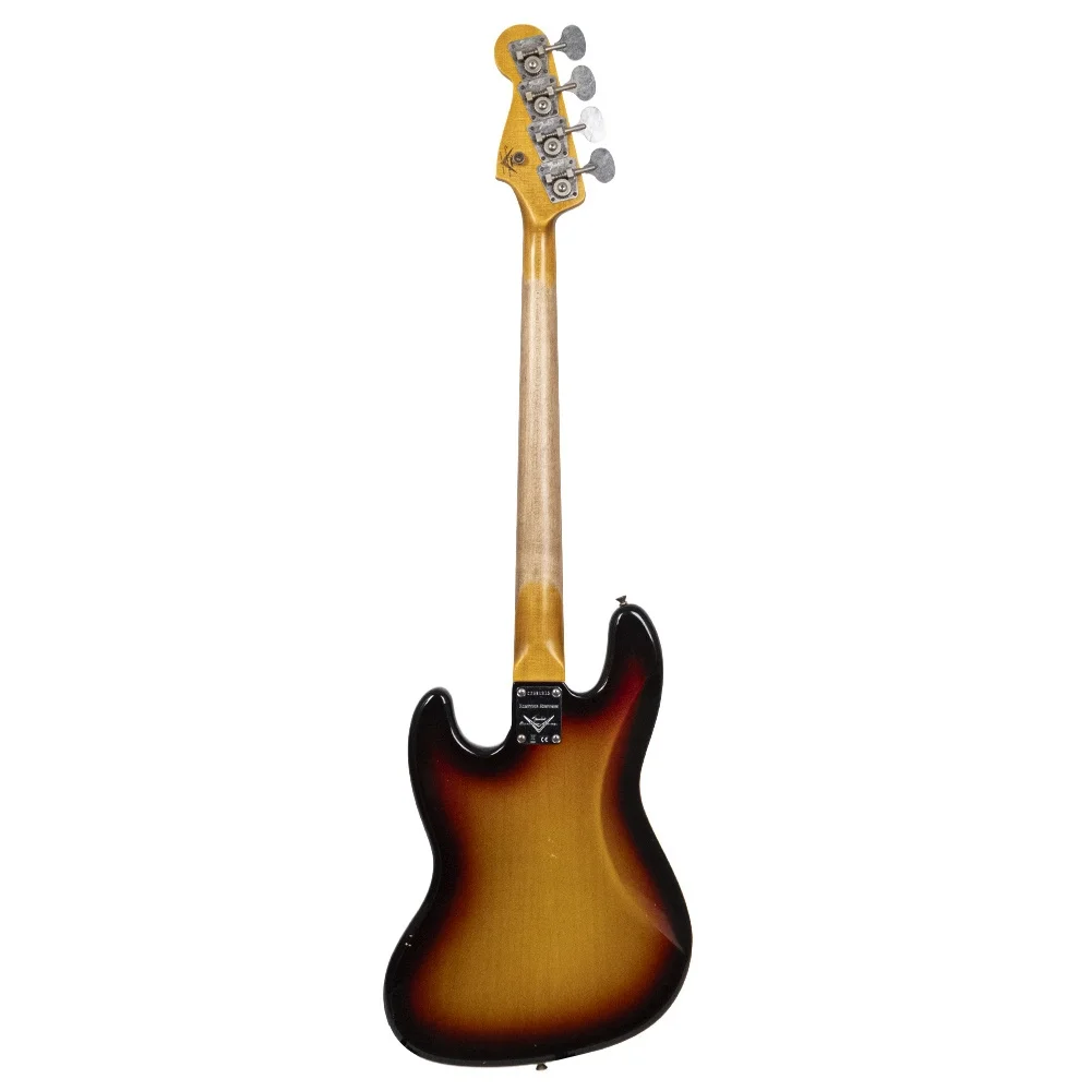 Fender Custom Shop Limited Edition Custom Jazz Bass Journeyman Relic Gülağacı Klavye Bleached 3 Ton Sunburst Bas Gitar
