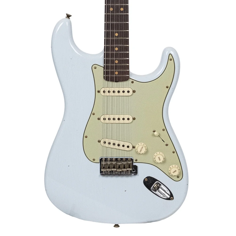 Fender Custom Shop Limited Edition 1964 L-Series Stratocaster Journeyman Relic Faded Sonic Blue Elektro Gitar