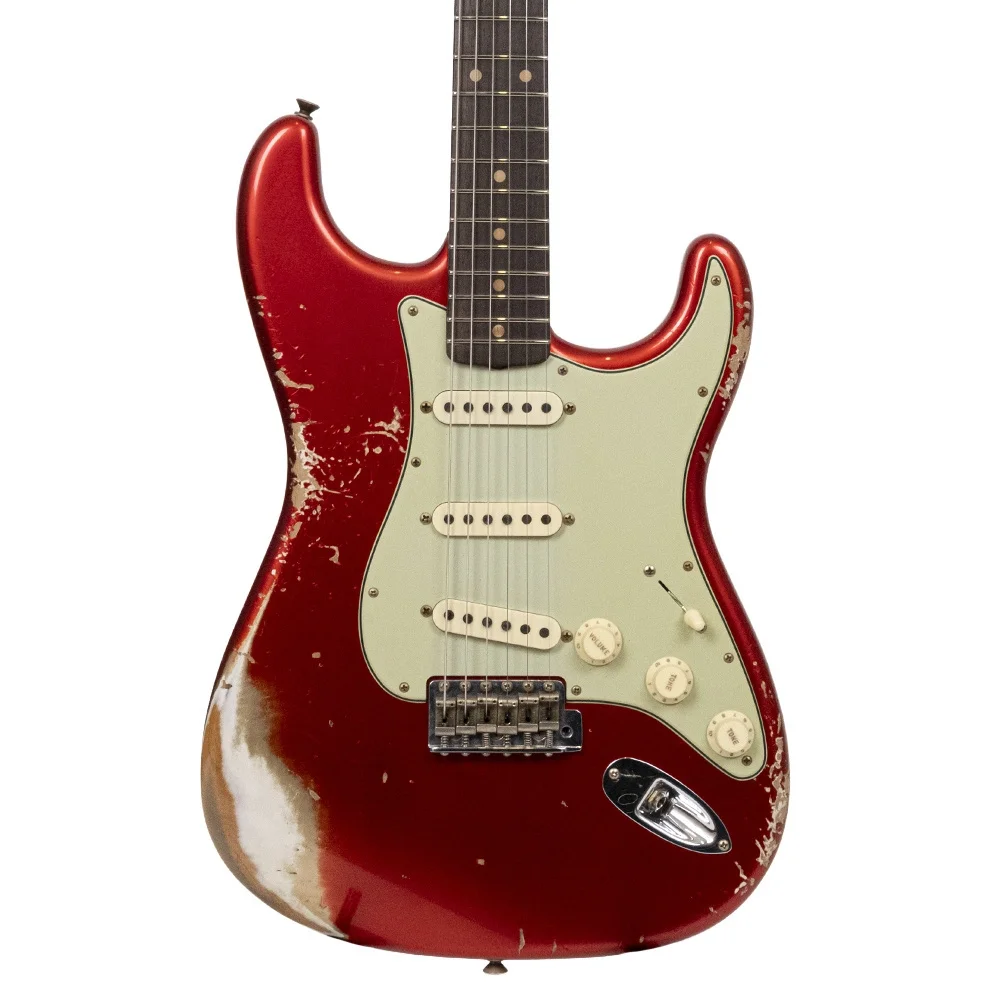 Fender Custom Shop Limited Edition 1962 Stratocaster Heavy Relic Gülağacı Klavye Candy Apple Red Elektro Gitar