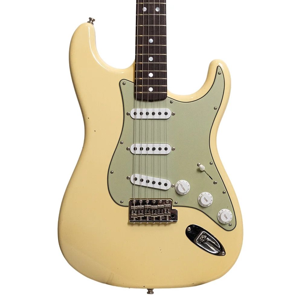 Fender Custom Shop 1965 Stratocaster Journeyman Relic Closet Classic Hardware Akçaağaç Klavye 9,5 - 12 Aged Vintage White Elektro Gitar