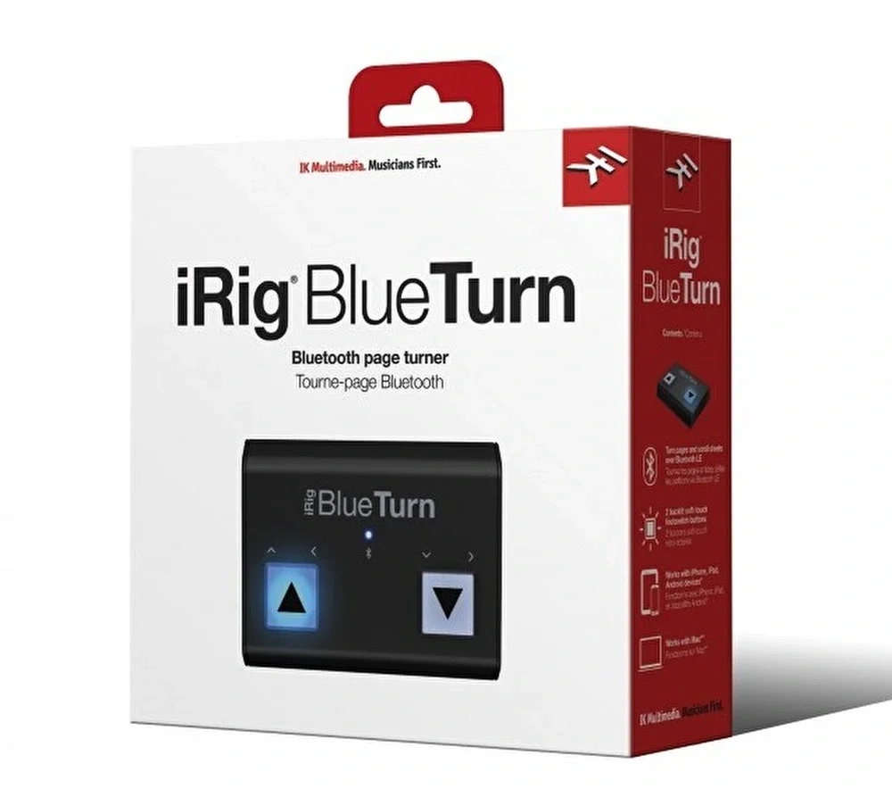 IK Multimedia iRig BlueTurn Işıklı Bluetooth Sayfa Değiştirme / Kaydırma Cihazı (iOS, Android&amp; Mac)