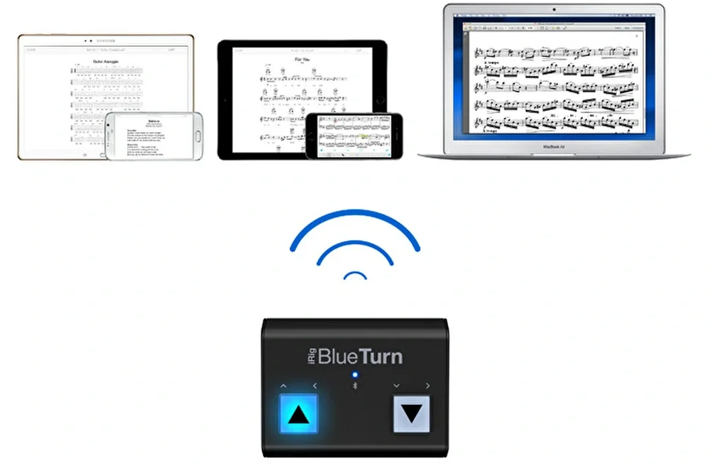 IK Multimedia iRig BlueTurn Işıklı Bluetooth Sayfa Değiştirme / Kaydırma Cihazı (iOS, Android&amp; Mac)