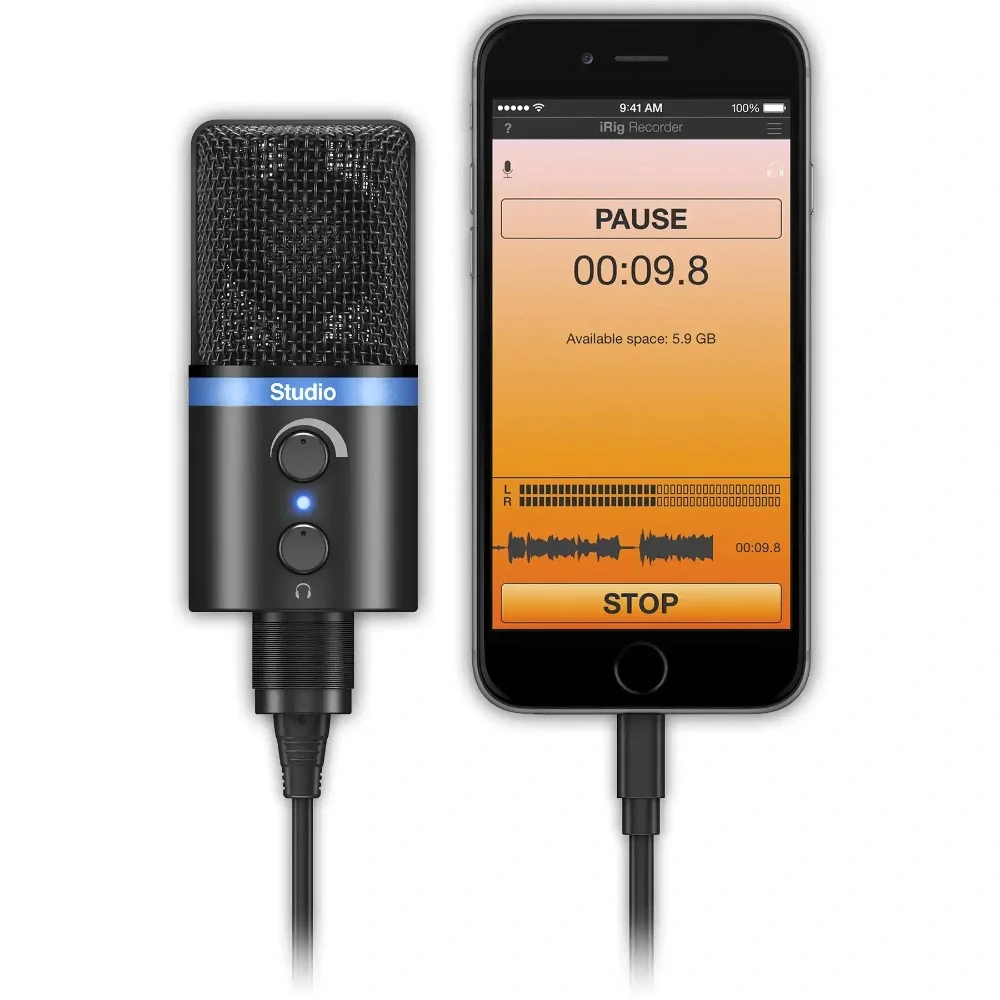 IK Multimedia iRig Mic Studio - Black Ultra Portatif Büyük Diyafram Condanser Mikrofon (iOS, Android, Mac&amp; PC)