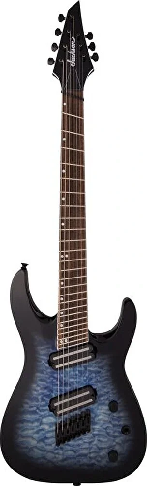Jackson X Series Soloist Arch Top SLATX7Q MS Laurel Klavye Multi-Scale Transparent Blue Burst Elektro Gitar