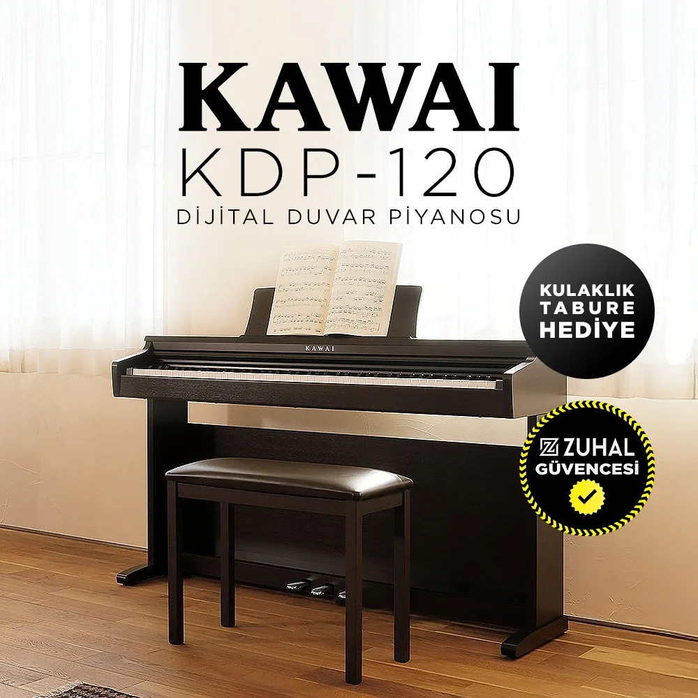 KAWAI KDP120B Siyah Dijital Duvar Piyanosu (Tabure&amp; Kulaklık Hediyeli)