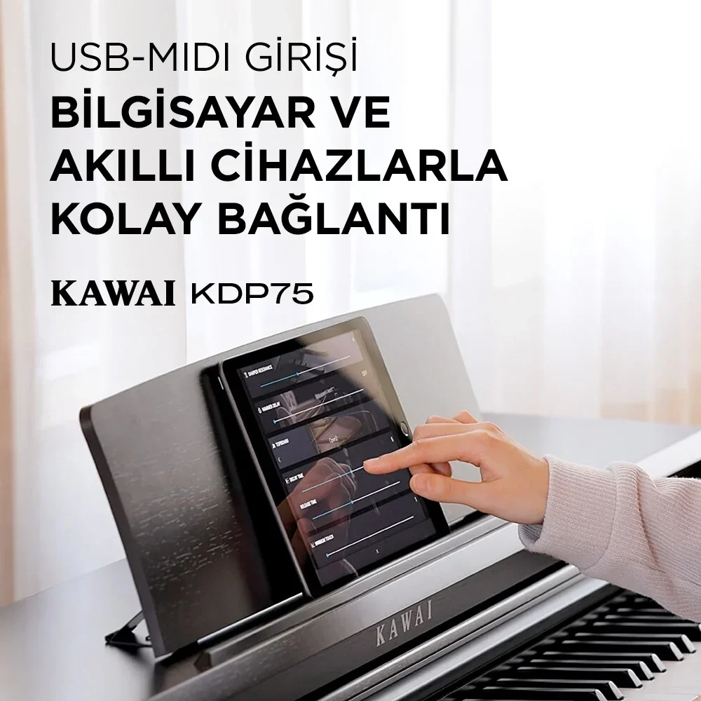 KAWAI KDP75B Siyah Dijital Piyano | Tabure ve Kulaklık Hediyeli