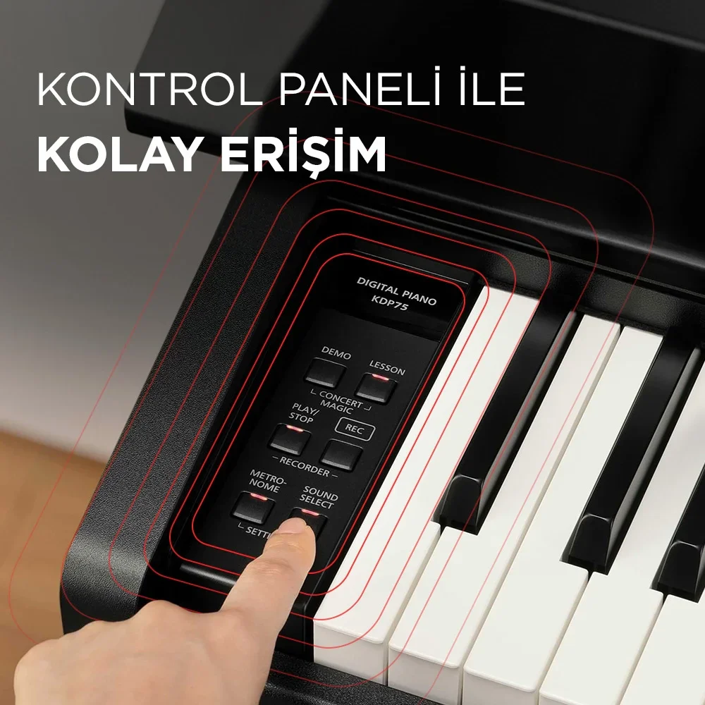 KAWAI KDP75B Siyah Dijital Piyano | Tabure ve Kulaklık Hediyeli