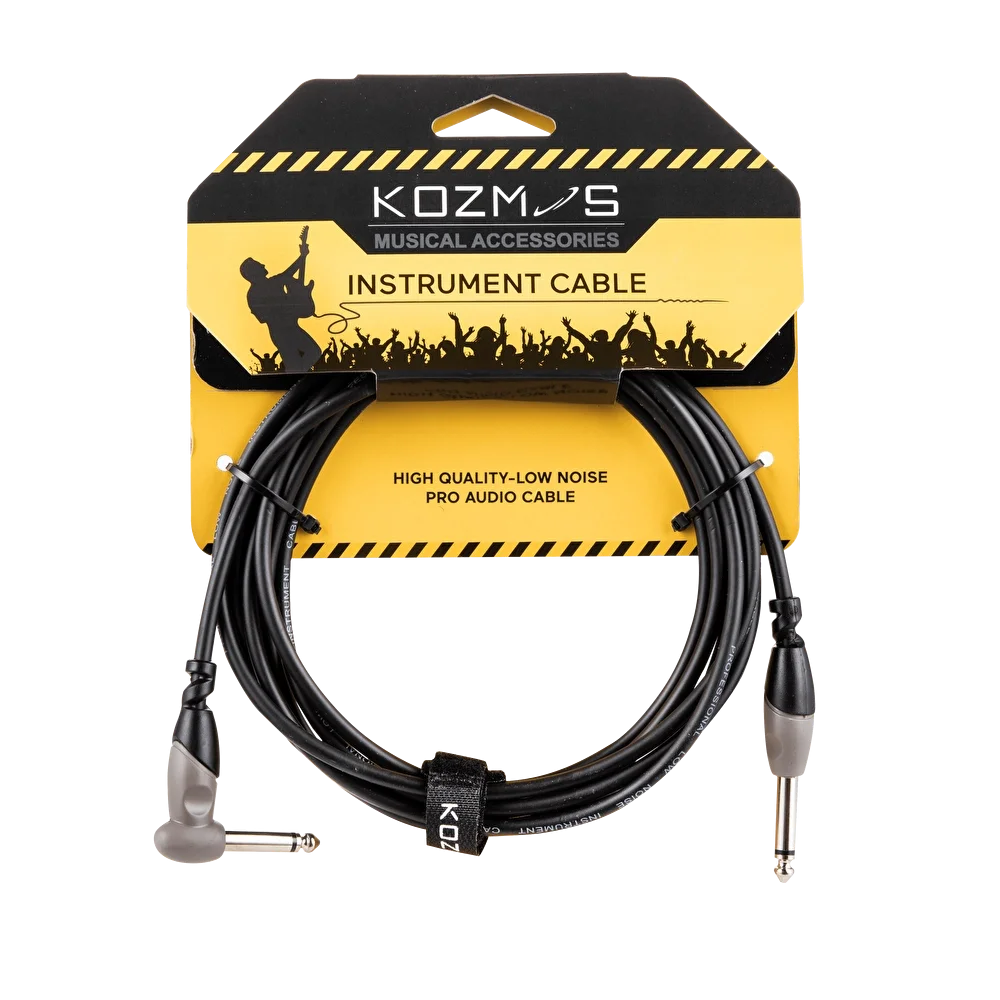 Kozmos KCL-156-3M Siyah/Gri 3mt Açılı Enstrüman Kablosu