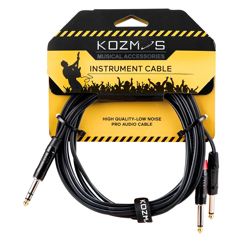 Kozmos KCL-317-3M Stereo TRS 6,35 - 2 x Mono TRS 6,35MM 3mt Kablo
