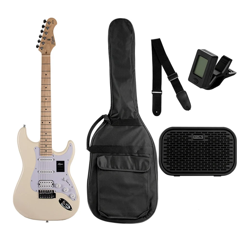 KOZMOS KGP-STG20/OWH Beyaz Yeni Başlayanlar için Elektro Gitar Seti, ( Gitar + Amfi + Akort + kılıf )