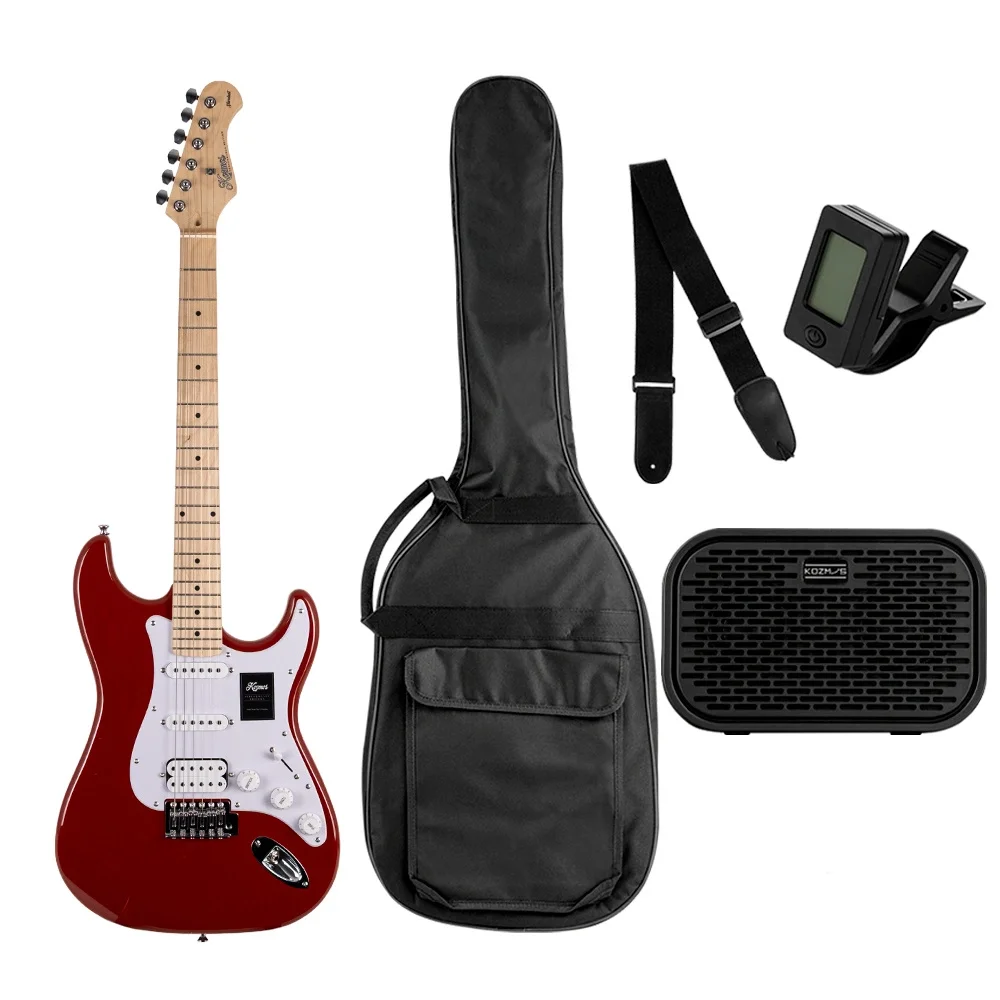 KOZMOS KGP-STG20/RD Yeni Başlayanlar için Elektro Gitar Seti, ( Gitar + Amfi + Akort + kılıf )