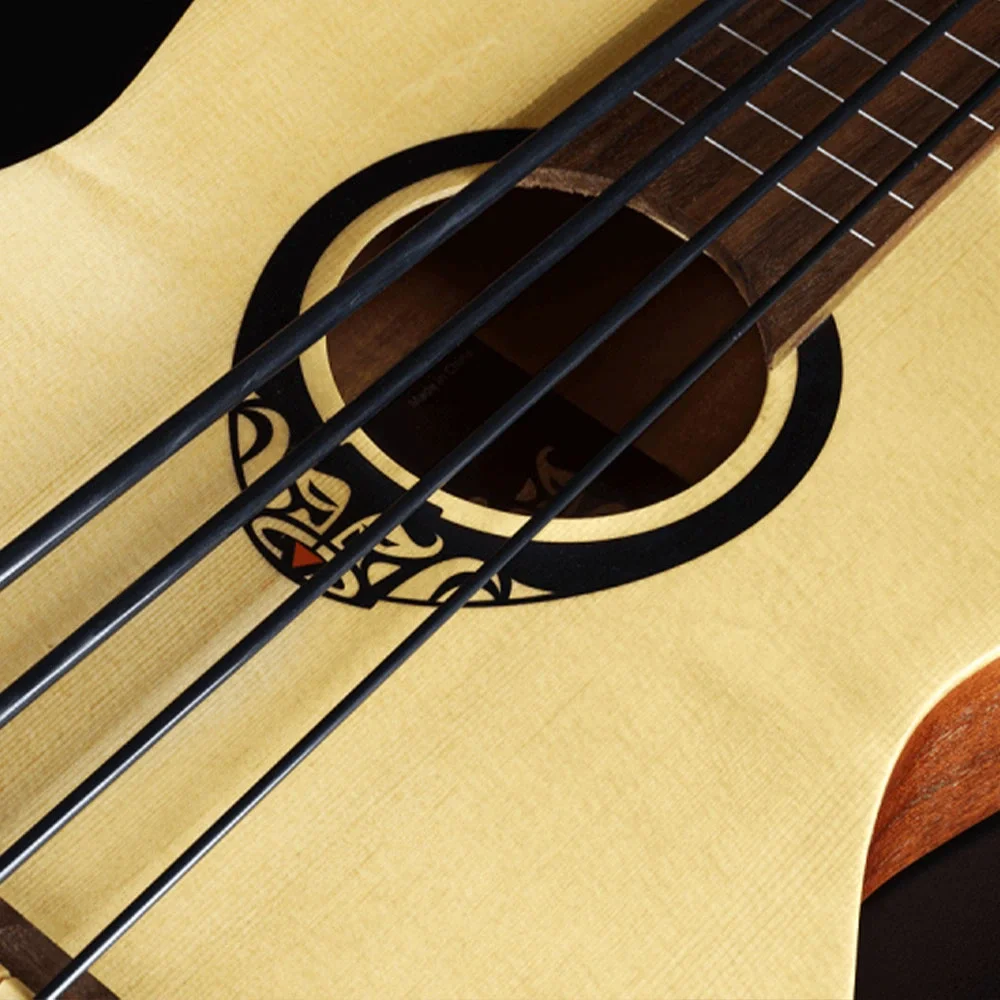 LAG TKB150FCE Tiki Mini Cutaway Natural Elektro Akustik Bas Gitar