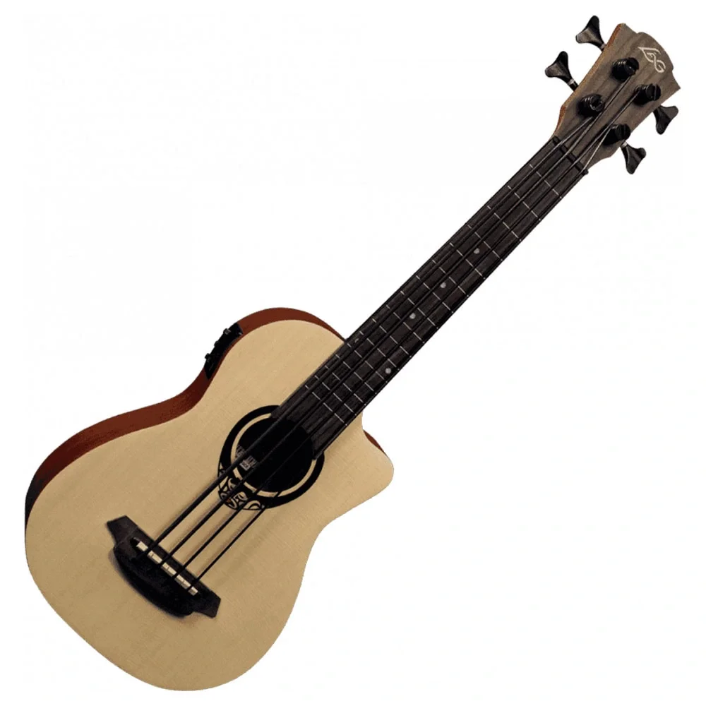 LAG TKB150FCE Tiki Mini Cutaway Natural Elektro Akustik Bas Gitar