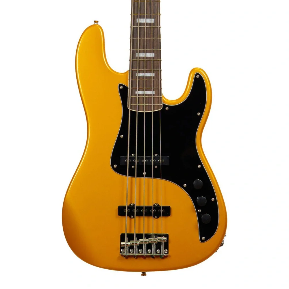 Markbass MB GV 5 Gloxy Serisi Gülağacı Klavye Metallic Yellow 5 Telli Bas Gitar