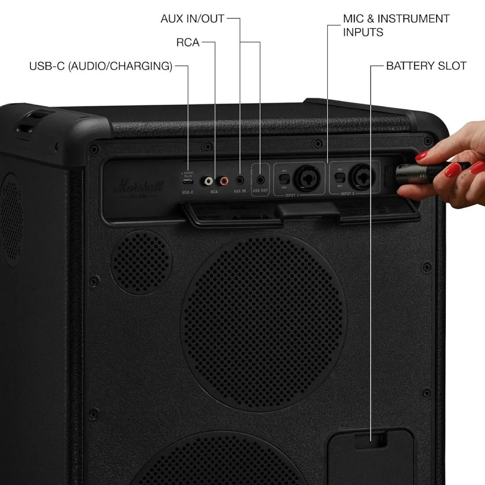 MARSHALL Bromley 450 Black &amp; Brass Partybox Bluetooth Hoparlör