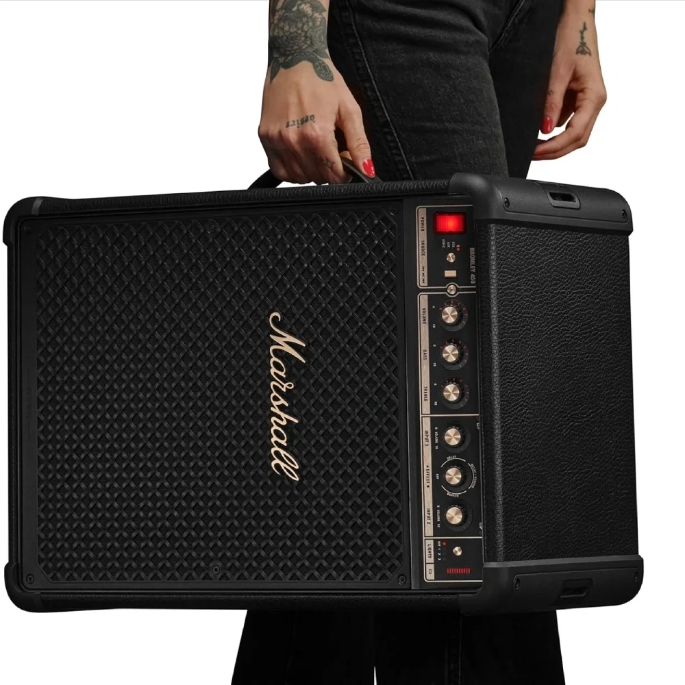 MARSHALL Bromley 450 Black &amp; Brass Partybox Bluetooth Hoparlör