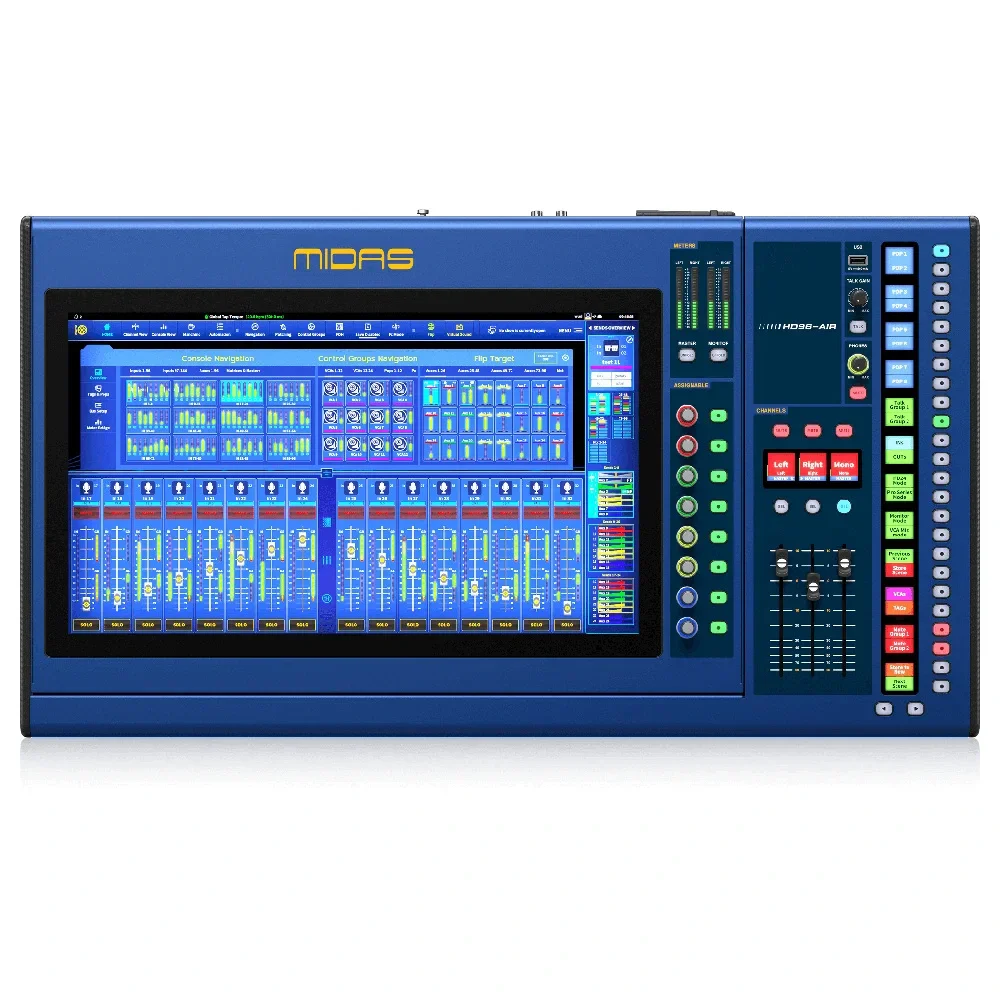 MIDAS HD96-AIR-CC-IP Canlı Müzik İçin Dijital Mikser 144 Giriş-Kanalı, 120 Miks Bus, 96 kHz Sample Rate Ve 21" Dokunmatik Ekran