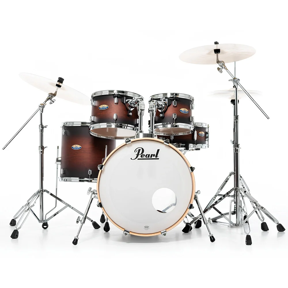 PEARL DMP905/C260 Decade Maple Satin Brown Burst 5 Parça (20B/10T/12T/14F/14S) Aksamlı Akustik Davul Seti