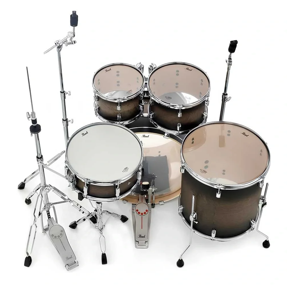PEARL DMP905/C262 Decade Maple Satin Black Burst 5 Parça (20B/10T/12T/14F/14S) Aksamlı Akustik Davul Seti
