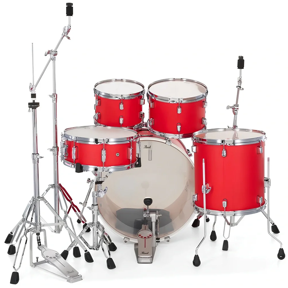PEARL DMP905/C899 Decade Maple Matte Racing Red 5 Parça (20B/10T/12T/14F/14S) Aksamlı Akustik Davul Seti
