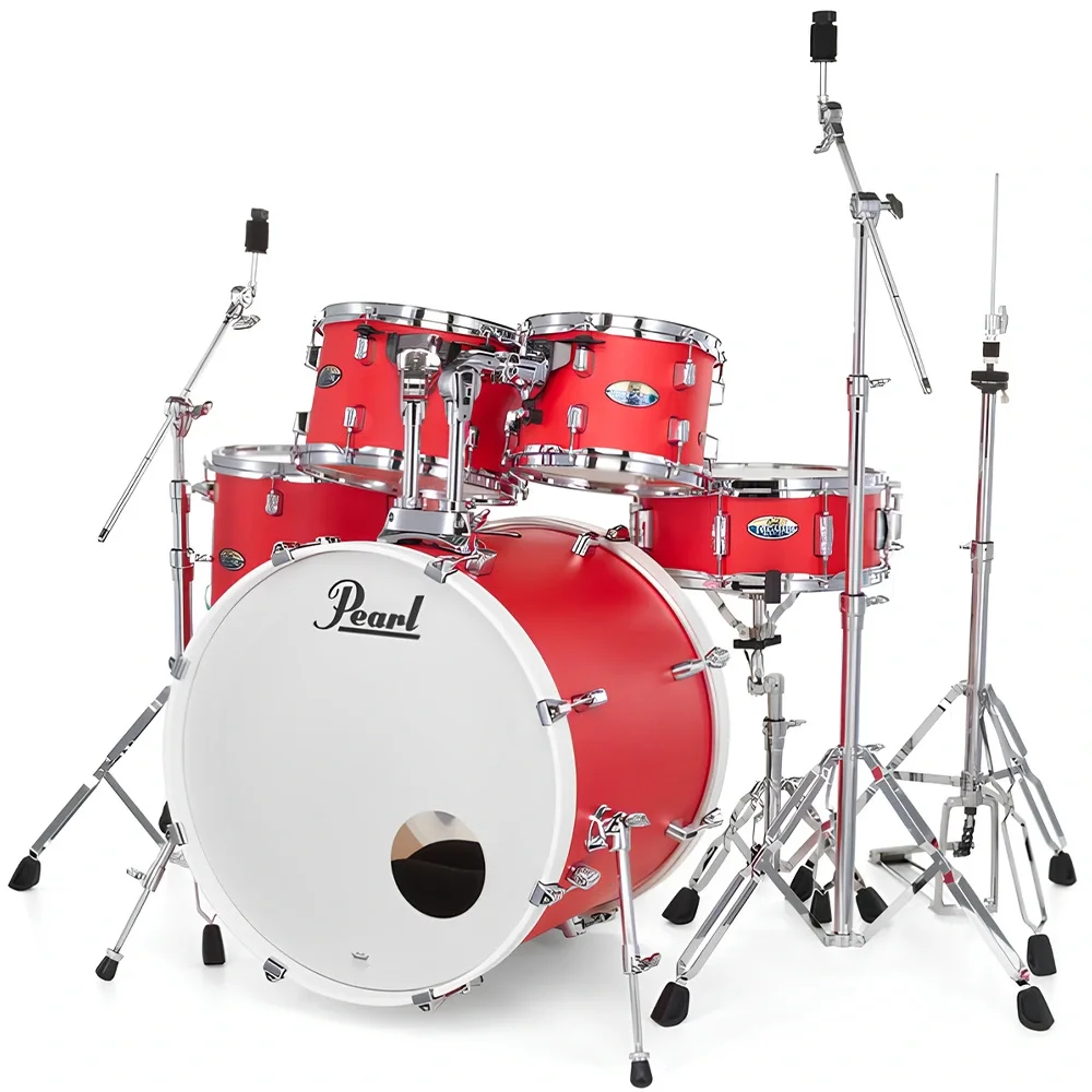 PEARL DMP905/C899 Decade Maple Matte Racing Red 5 Parça (20B/10T/12T/14F/14S) Aksamlı Akustik Davul Seti