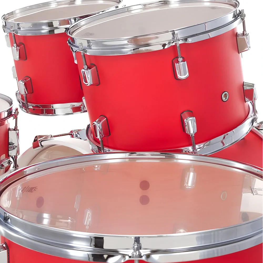 PEARL DMP925S/C889 Decade Maple Matte Racing Red 5 Parça (20B/10T/12T/16F/14S) Aksamlı Akustik Davul Seti