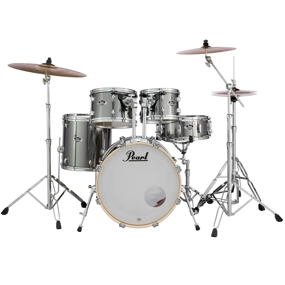 PEARL EXX705NBR/C21 Export EXX Smokey Chrome 5 Parça (20B/10T/12T/14F/14S) Aksamlı ve Zilli Akustik Davul Seti