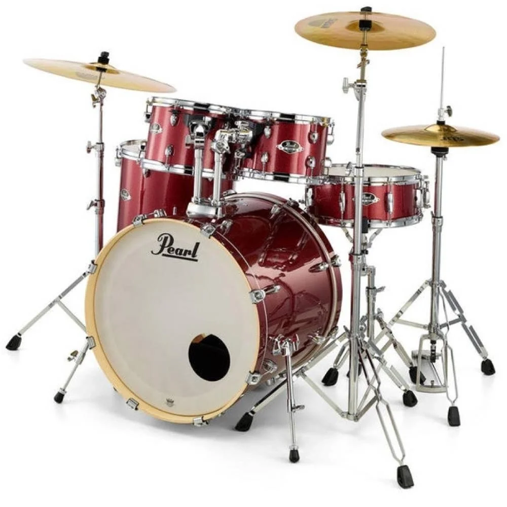 PEARL EXX705NBR/C704 - Export Black Cherry Glitter 5 Parça (20B/10T/12T/14F/14S) Aksamlı& Zilli Akustik Davul Seti