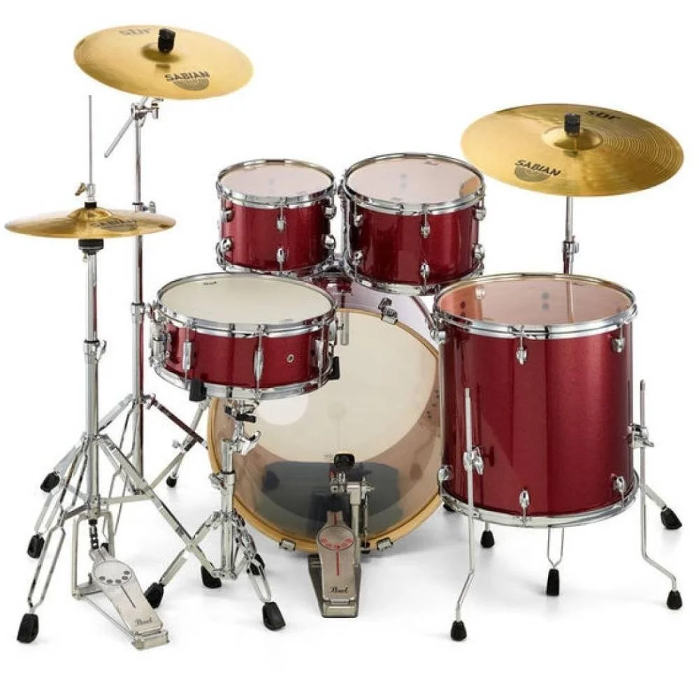 PEARL EXX705NBR/C704 - Export Black Cherry Glitter 5 Parça (20B/10T/12T/14F/14S) Aksamlı&amp; Zilli Akustik Davul Seti