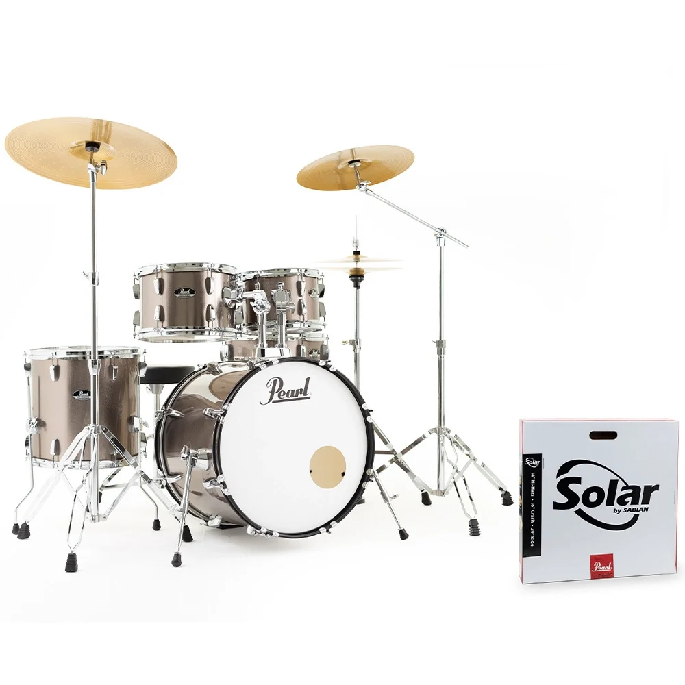 PEARL RS505BC/C707 Roadshow Bronze Metallic 5 Parça (20B/10T/12T/14F/14S) Aksamlı ve Sabian Zilli Akustik Davul Seti