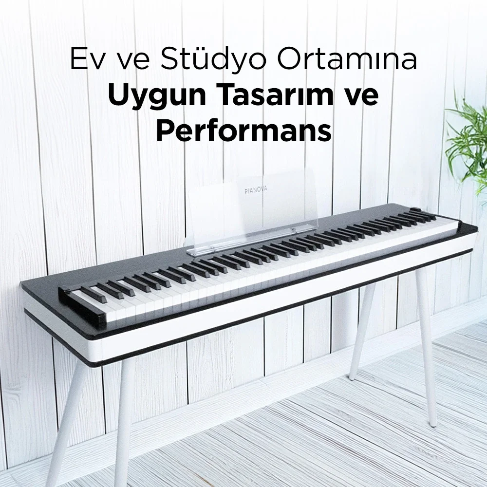 PIANOVA E818 Siyah - Beyaz Dijital Piyano