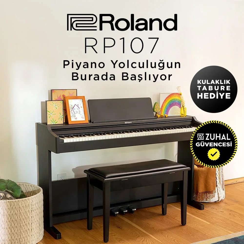 Roland RP107-BKX Dijital Piyano – Siyah (Tabure &amp; Kulaklık Hediyeli) **