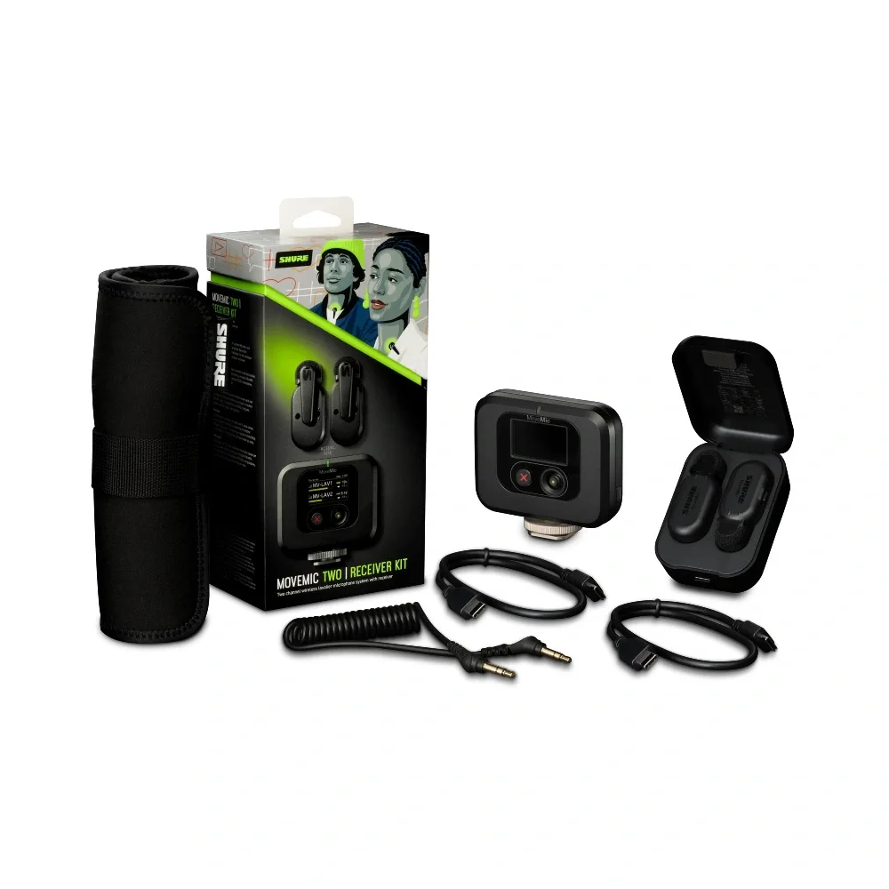 Shure MoveMic Two Receiver Kit İki Kanallı Kablosuz Yaka Mikrofonu (Alıcı Dahil)