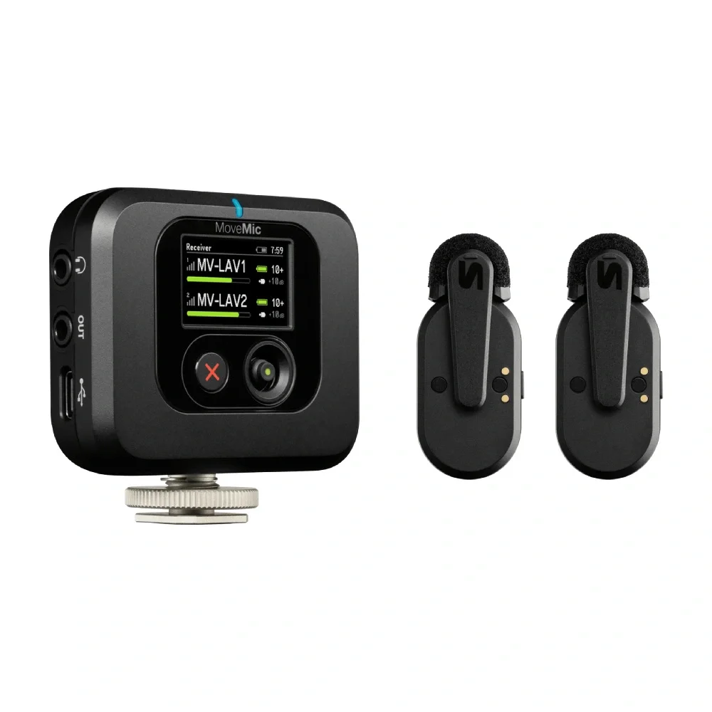 SHURE MoveMic Two Receiver Kit İki kanal Kablosuz Yaka Mikrofonu(Alıcı Dahil)