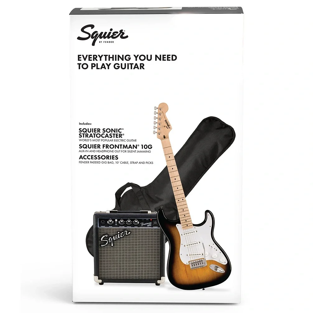 Squier Sonic Stratocaster 2 Ton Sunburst Frontman 10G Amfi Elektro Gitar Seti