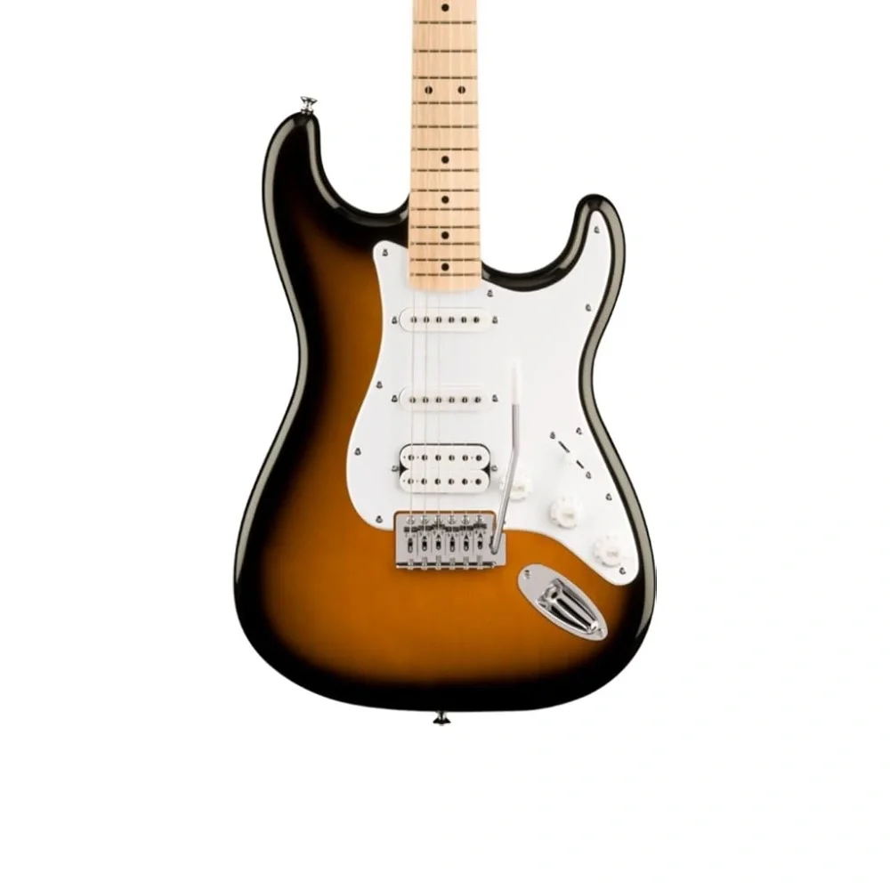 Squier FSR Sonic Stratocaster Elektro Gitar, Sunburst 2 ton, HSS Akçaağaç Klavye WPG