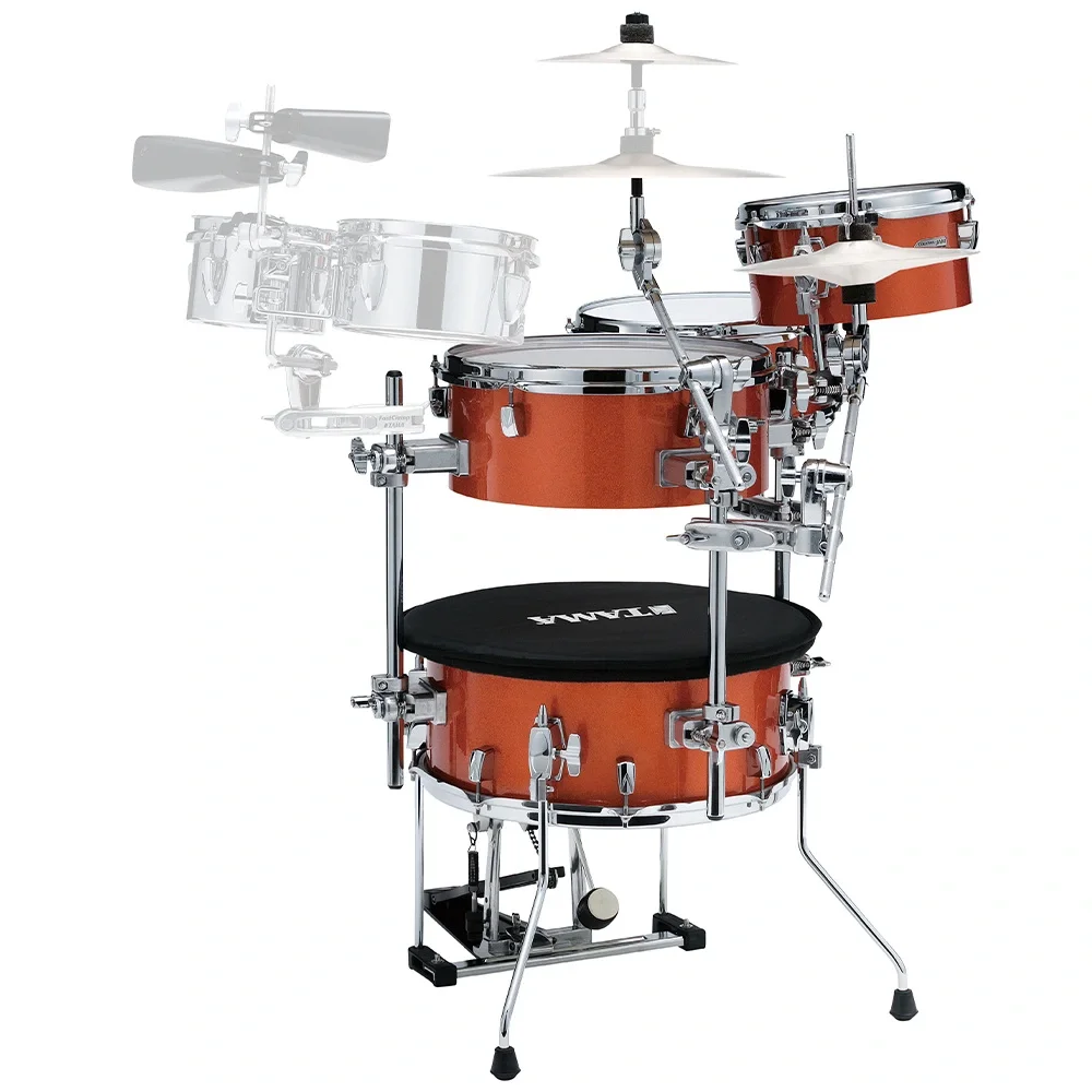 TAMA CJB46C-BOS - Cocktail-JAM Bright Orange Sparkle 4 Parça (16B/10T/14F/12S) Aksamlı&amp; Çantalı Kompakt Akustik Davul Seti