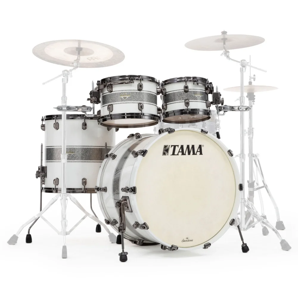 TAMA MA42TZBNS-SSR Starclassic Maple Silver Snow Racing Stripe 4 Parça (22B/10T/12T/16F) Akustik Davul Seti