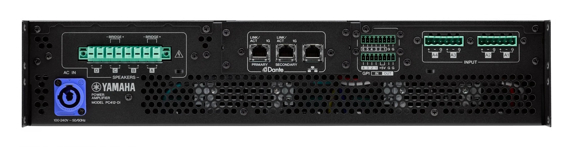 Yamaha PC412-DI 4×1200 W DSP'li Dante Power Amfi (Kurulum Tipi, 70V/100V)