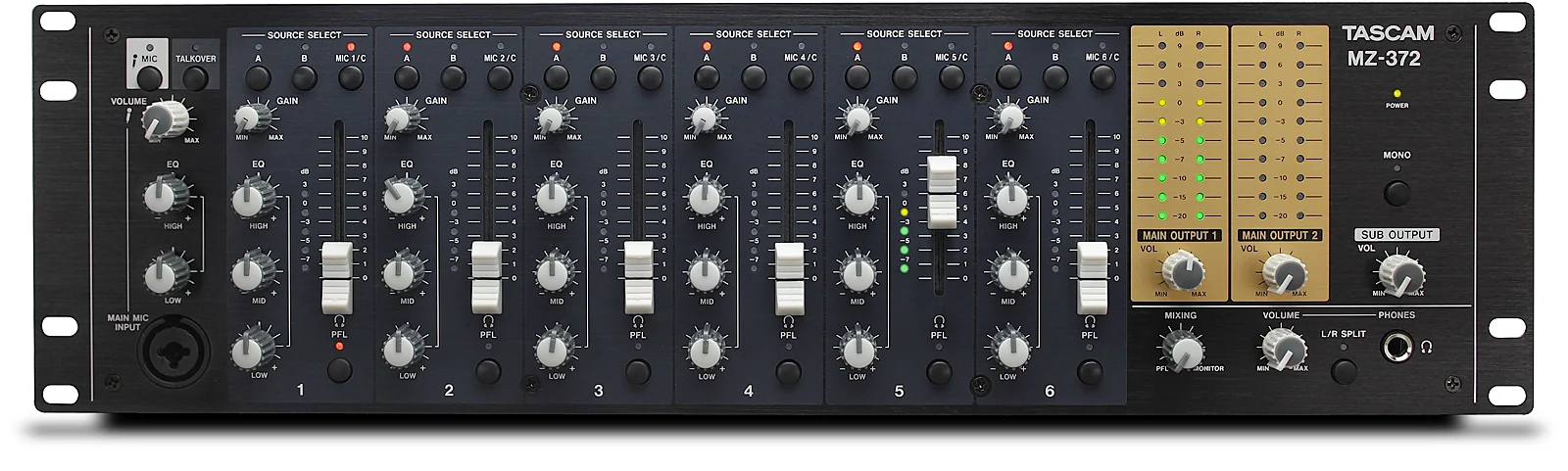 Tascam MZ-372 Mixer for Installation, 2-zone, 19", 3U